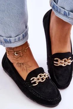 Hot Boto Wsuwane Damskie Zamszowe Mokasyny Czarne Sorento Czarny