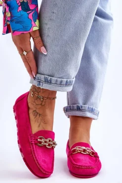 Clearance Boto Wsuwane Damskie Zamszowe Mokasyny Fuksja Sorento