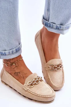 Discount Boto Wsuwane Damskie Zamszowe Mokasyny Beżowe Sorento