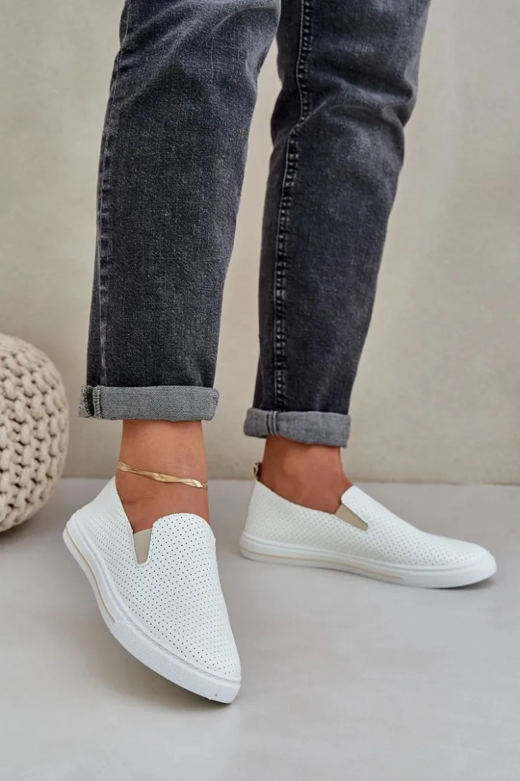 Boto Trampki Damskie Slip-On|Trampki Damskie Niskie*Wsuwane Eko Skórzane Damskie Tenisówki Trampki Z Napisem Jasnobeżowe Zalinne