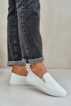 Boto Trampki Damskie Slip-On|Trampki Damskie Niskie*Wsuwane Eko Skórzane Damskie Tenisówki Trampki Z Napisem Jasnobeżowe Zalinne