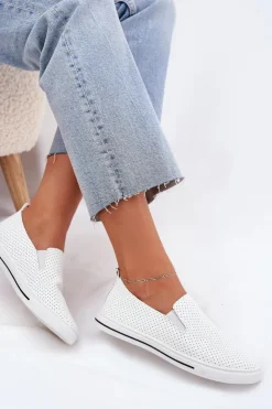 Boto Trampki Damskie Slip-On|Trampki Damskie Niskie*Wsuwane Eko Skórzane Damskie Tenisówki Trampki Z Napisem Białe Zalinne