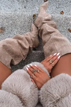 Boto Kozaki Ocieplane|Muszkieterki*Wsuwane Kozaki Damskie Na Szpilce Beżowe Ysolienne Beżowy