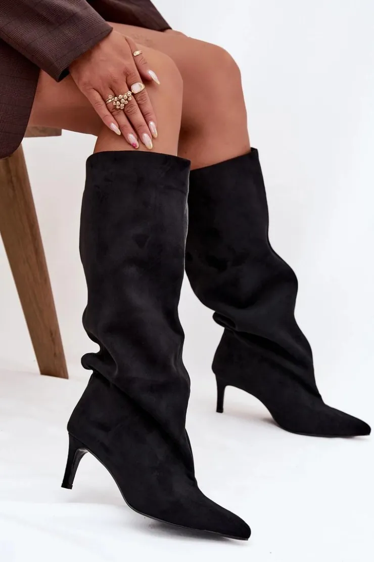 Boto Kozaki Ocieplane|Kozaki Na Szpilce*Wsuwane Kozaki Damskie Na Szpilce Czarne Taffine