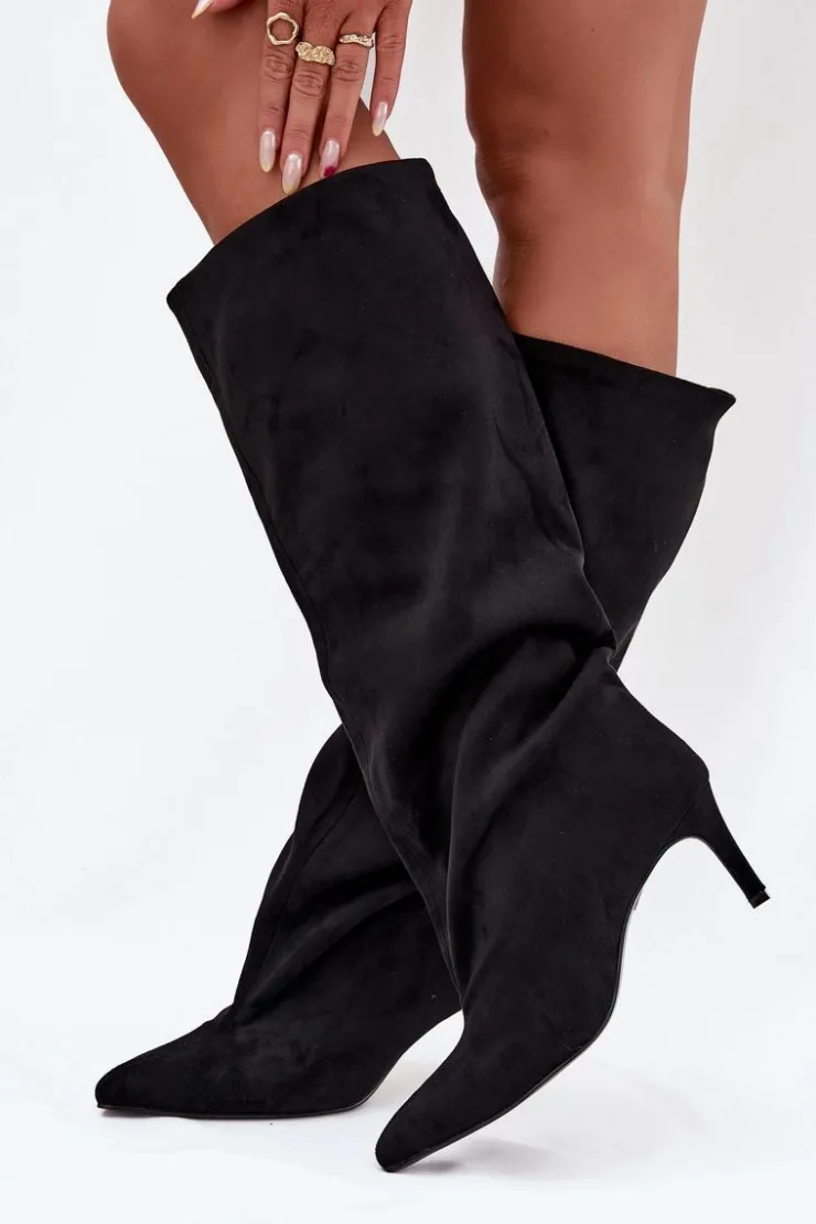 Boto Kozaki Ocieplane|Kozaki Na Szpilce*Wsuwane Kozaki Damskie Na Szpilce Czarne Taffine