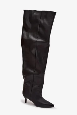 Damskie Boto Wsuwane Kozaki Damskie Na Szpilce Czarne Ysolienne