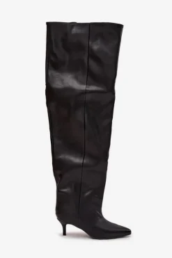 Damskie Boto Wsuwane Kozaki Damskie Na Szpilce Czarne Ysolienne