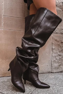 Damskie Boto Wsuwane Kozaki Damskie Na Szpilce Czekoladowe Ysolienne