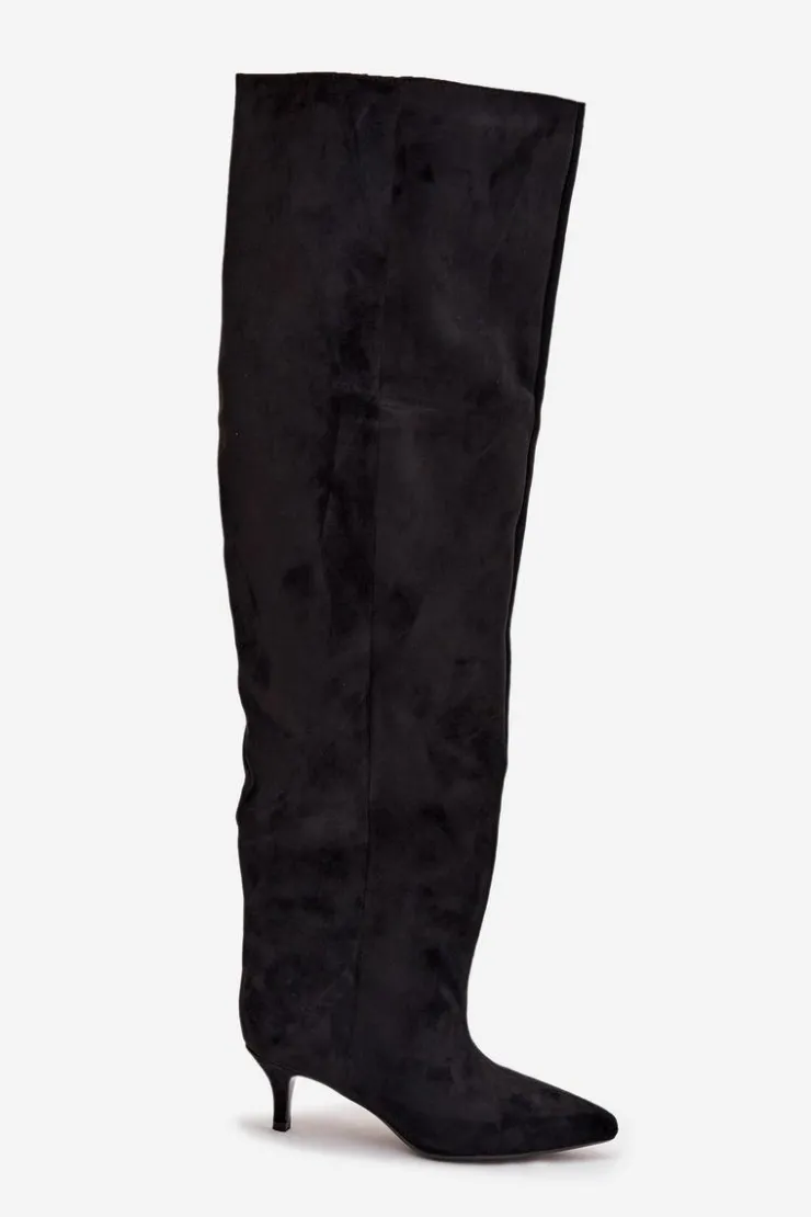 Boto Kozaki Ocieplane|Muszkieterki*Wsuwane Kozaki Damskie Na Szpilce Czarne Ysolienne