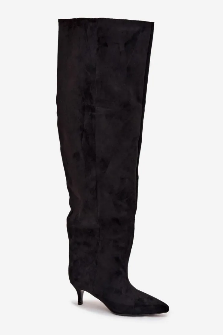 Boto Kozaki Ocieplane|Muszkieterki*Wsuwane Kozaki Damskie Na Szpilce Czarne Ysolienne