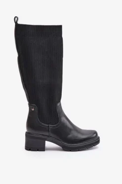 Hot Boto Wsuwane Kozaki Z Elastyczną Cholewką Przed Kolano Czarne Vaimi