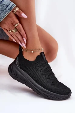 Big Star Shoes Buty Sportowe Big Star|Sneakersy Damskie*Wsuwane Lekkie Buty Sportowe Damskie Big Star RR274A132 HI-POLY SYSTEM Czarne