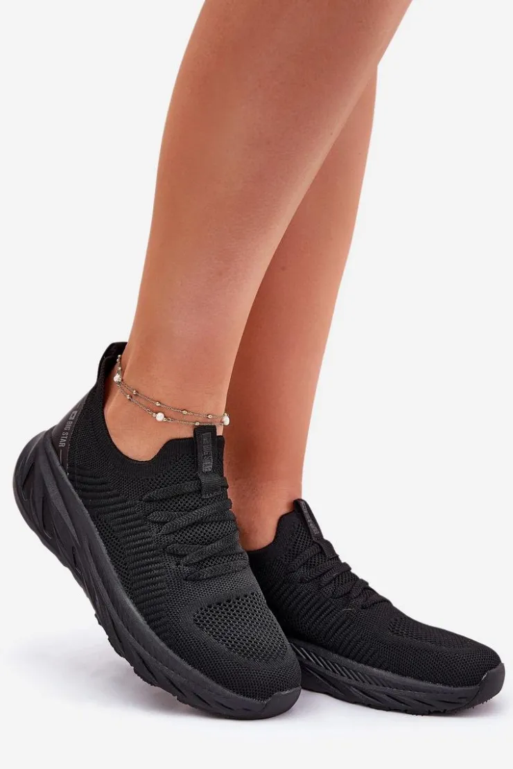 Big Star Shoes Buty Sportowe Big Star|Sneakersy Damskie*Wsuwane Lekkie Buty Sportowe Damskie Big Star RR274A132 HI-POLY SYSTEM Czarne