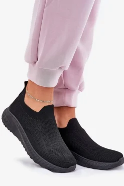 Boto Sneakersy Damskie*Wsuwane Materiałowe Buty Sportowe Damskie Czarne Minstina