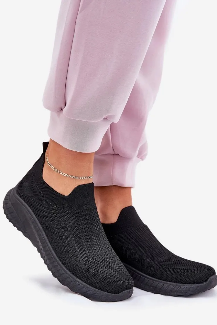 Boto Sneakersy Damskie*Wsuwane Materiałowe Buty Sportowe Damskie Czarne Minstina