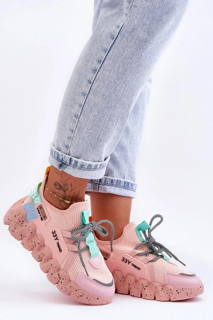 Damskie Boto Wsuwane Modne Sneakersy Jasnoróżowe Evolution