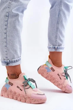 Damskie Boto Wsuwane Modne Sneakersy Jasnoróżowe Evolution