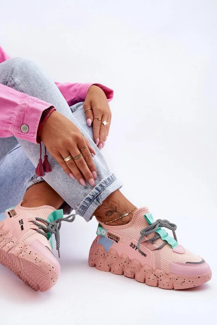 Damskie Boto Wsuwane Modne Sneakersy Jasnoróżowe Evolution
