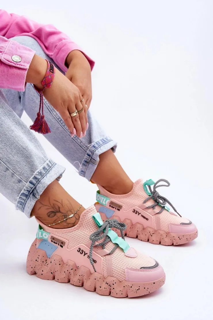 Damskie Boto Wsuwane Modne Sneakersy Jasnoróżowe Evolution
