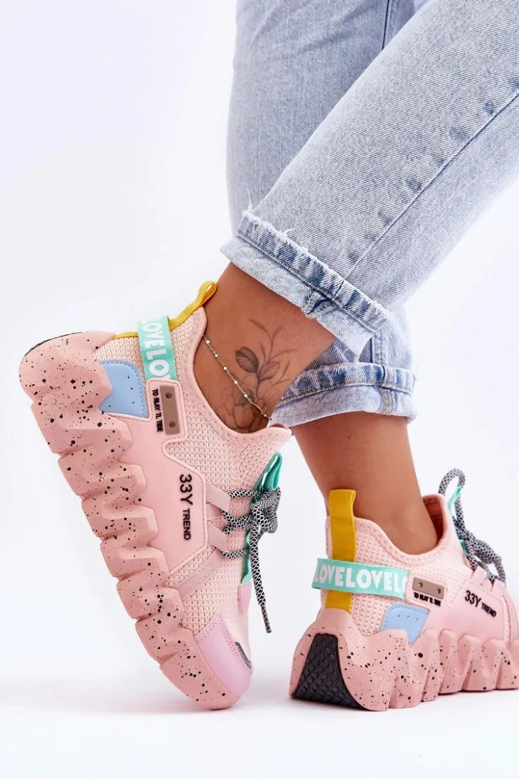 Damskie Boto Wsuwane Modne Sneakersy Jasnoróżowe Evolution
