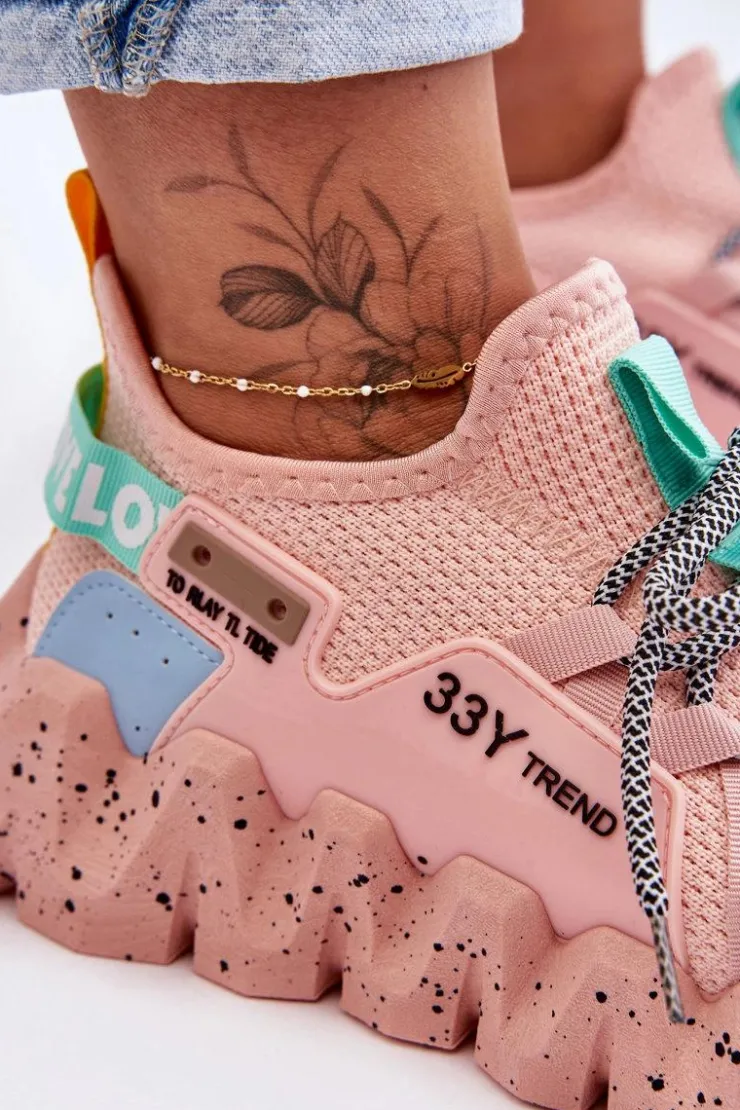 Damskie Boto Wsuwane Modne Sneakersy Jasnoróżowe Evolution