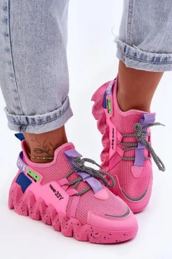 Boto Buty Sportowe Na Platformie|Sneakersy Damskie*Wsuwane Modne Sneakersy Różowe Evolution