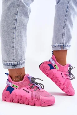 Boto Buty Sportowe Na Platformie|Sneakersy Damskie*Wsuwane Modne Sneakersy Różowe Evolution