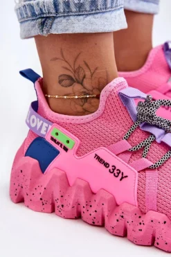 Boto Buty Sportowe Na Platformie|Sneakersy Damskie*Wsuwane Modne Sneakersy Różowe Evolution