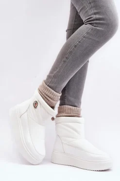 Boto Wsuwane Śniegowce Damskie Na Platformie Białe Gattea