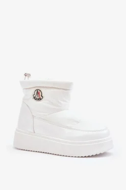 Boto Wsuwane Śniegowce Damskie Na Platformie Białe Gattea