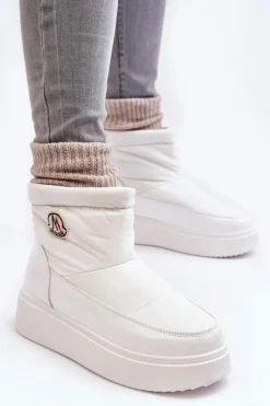 Boto Wsuwane Śniegowce Damskie Na Platformie Białe Gattea