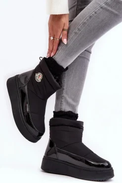 Best Boto Wsuwane Śniegowce Damskie Na Platformie Czarne Gattea Czarny