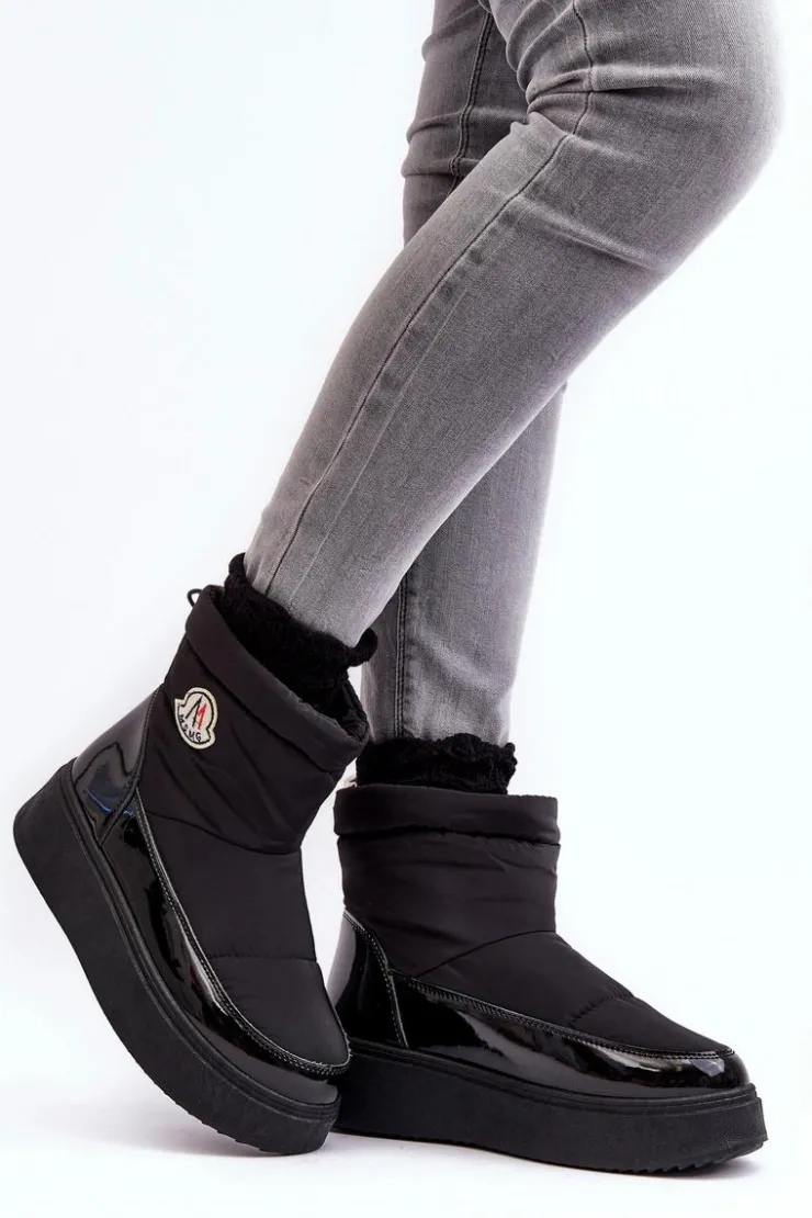 Best Boto Wsuwane Śniegowce Damskie Na Platformie Czarne Gattea Czarny