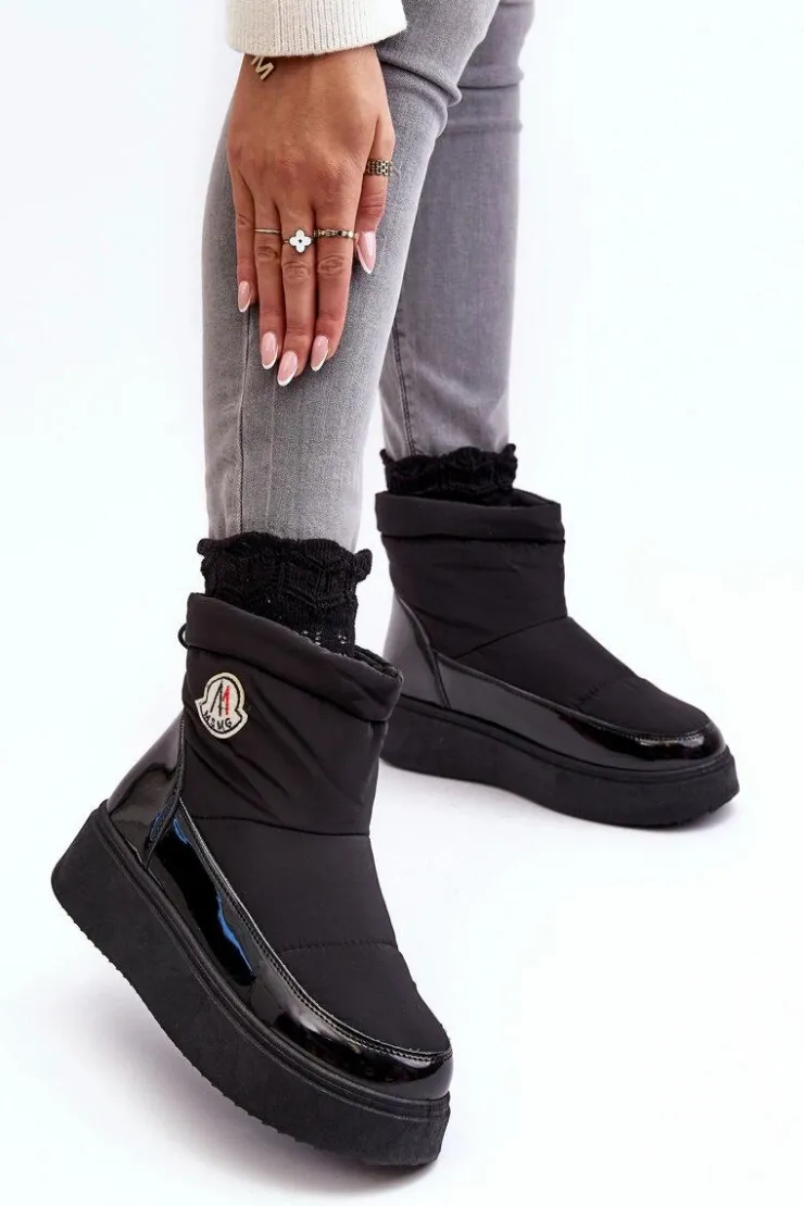 Best Boto Wsuwane Śniegowce Damskie Na Platformie Czarne Gattea Czarny
