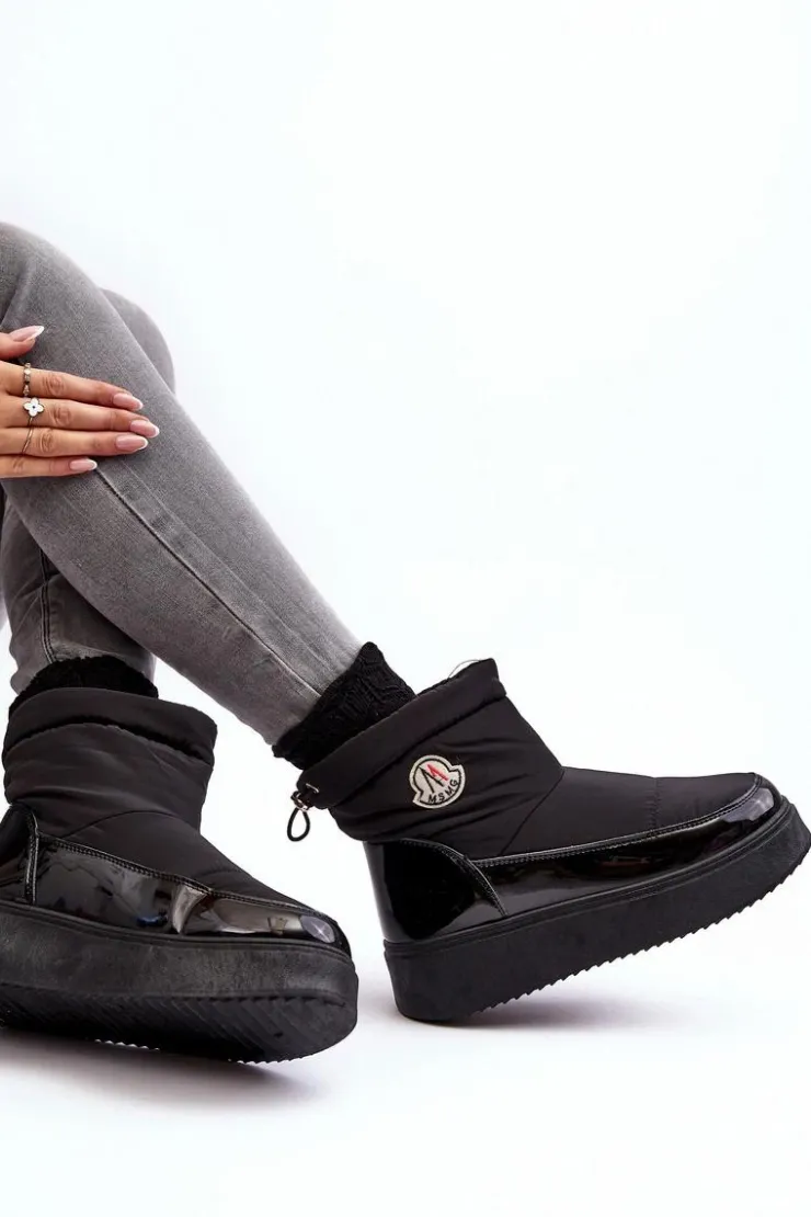 Best Boto Wsuwane Śniegowce Damskie Na Platformie Czarne Gattea Czarny