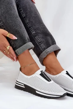 Clearance Damskie buty S.Barski Wsuwane Półbuty Damskie Z Naturalnej Skóry S.Barski LR51-672 Białe