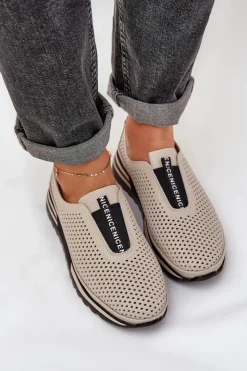 Damskie Damskie buty S.Barski Wsuwane Półbuty Damskie Z Naturalnej Skóry S.Barski LR51-672 Beżowe