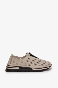 Damskie Damskie buty S.Barski Wsuwane Półbuty Damskie Z Naturalnej Skóry S.Barski LR51-672 Beżowe