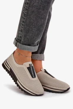 Damskie Damskie buty S.Barski Wsuwane Półbuty Damskie Z Naturalnej Skóry S.Barski LR51-672 Beżowe