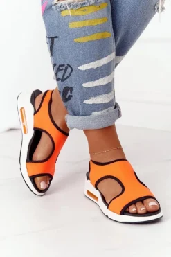 Damskie buty S.Barski Sandały Na Koturnie|Sandały Płaskie*Wsuwane Sandały Na Koturnie Pomarańczowe Zoey