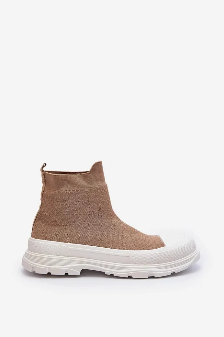 Boto Botki Wiosenne|Botki Sznurowane*Wsuwane Skarpetkowe Botki Damskie Brązowe Ilanae