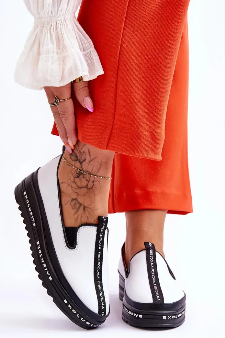 Damskie buty S.Barski Trampki Damskie Slip-On|Trampki Damskie Niskie*Wsuwane Skórzane Damskie Trampki Białe Nathalie