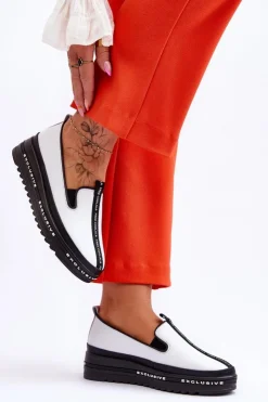 Damskie buty S.Barski Trampki Damskie Slip-On|Trampki Damskie Niskie*Wsuwane Skórzane Damskie Trampki Białe Nathalie