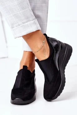 Damskie Buty damskie Vinceza Wsuwane Sneakersy Na Koturnie Vinceza 10593 Czarne