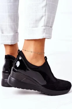 Damskie Buty damskie Vinceza Wsuwane Sneakersy Na Koturnie Vinceza 10593 Czarne