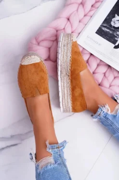 Online Boto Wsuwane Zamszowe Espadryle Camel Mariako