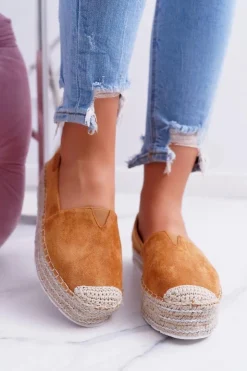 Online Boto Wsuwane Zamszowe Espadryle Camel Mariako