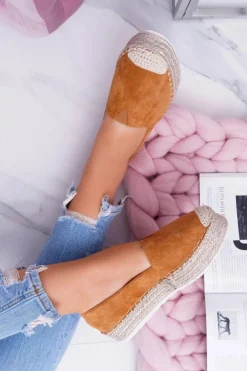 Online Boto Wsuwane Zamszowe Espadryle Camel Mariako