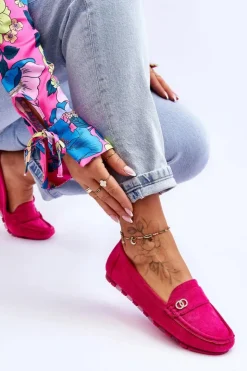 Damskie Boto Wsuwane Zamszowe Mokasyny Fuksja Castelo