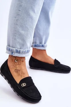 Boto Mokasyny Damskie Zamszowe*Wsuwane Zamszowe Mokasyny Czarne Castelo